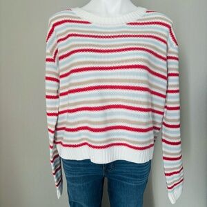 Stitches & Stripes Cass Pullover Crewneck Striped White Blue Red Tan Sweater XL